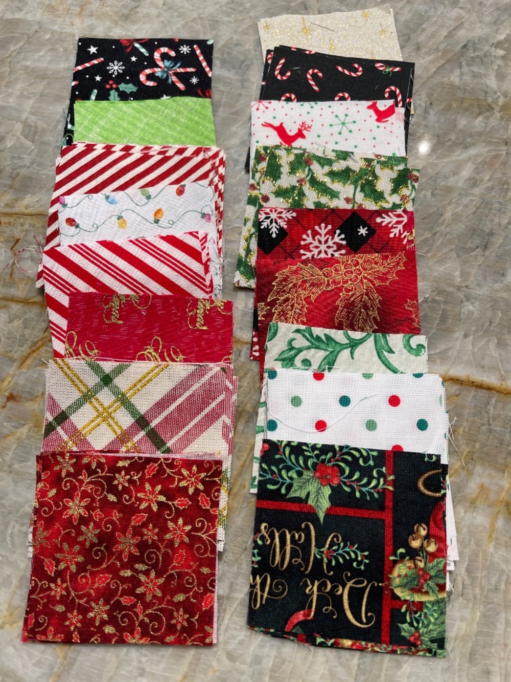 84 Precut 3" Quilt Squares Christmas Holiday Fabric Patchwork Craft Lot